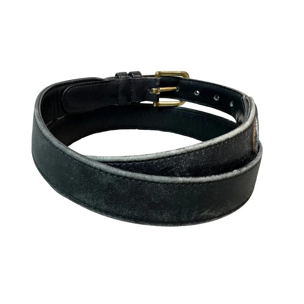 Vintage Coach 6300 Black Leather Belt Solid Brass Buckle Made in USA Mens 38